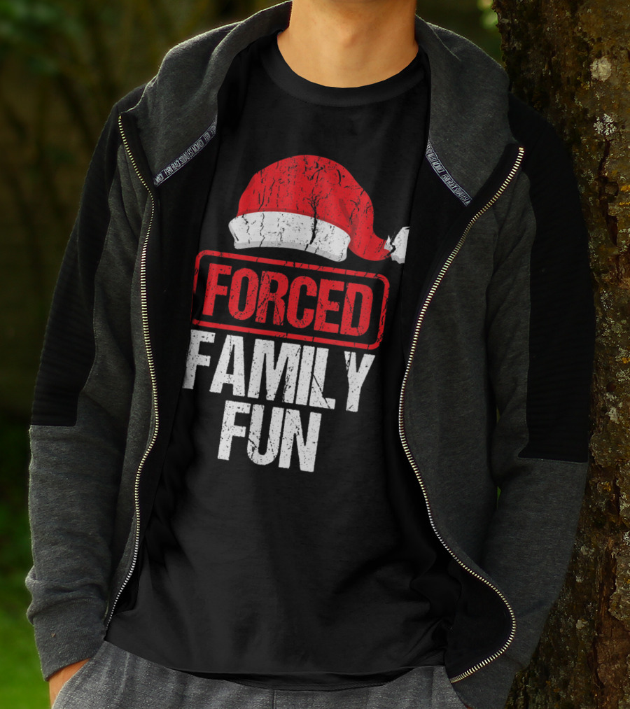 Forced Family Fun Santa Hat Winter Holidays T-Shirt