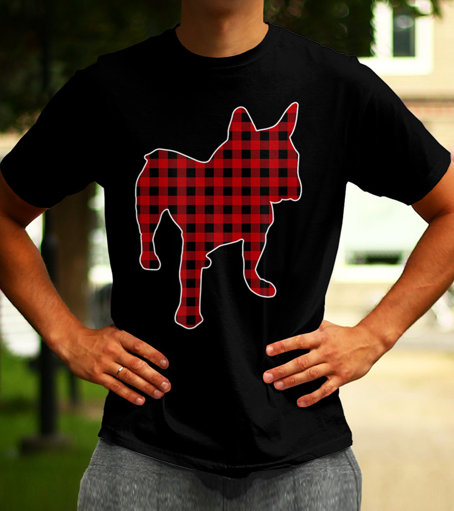 French Bulldog Red Buffalo Plaid Christmas T-Shirt