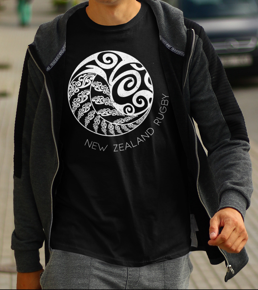 New Zealand Rugby Maori Inspired Kiwi Silver Spiral T-Shirt