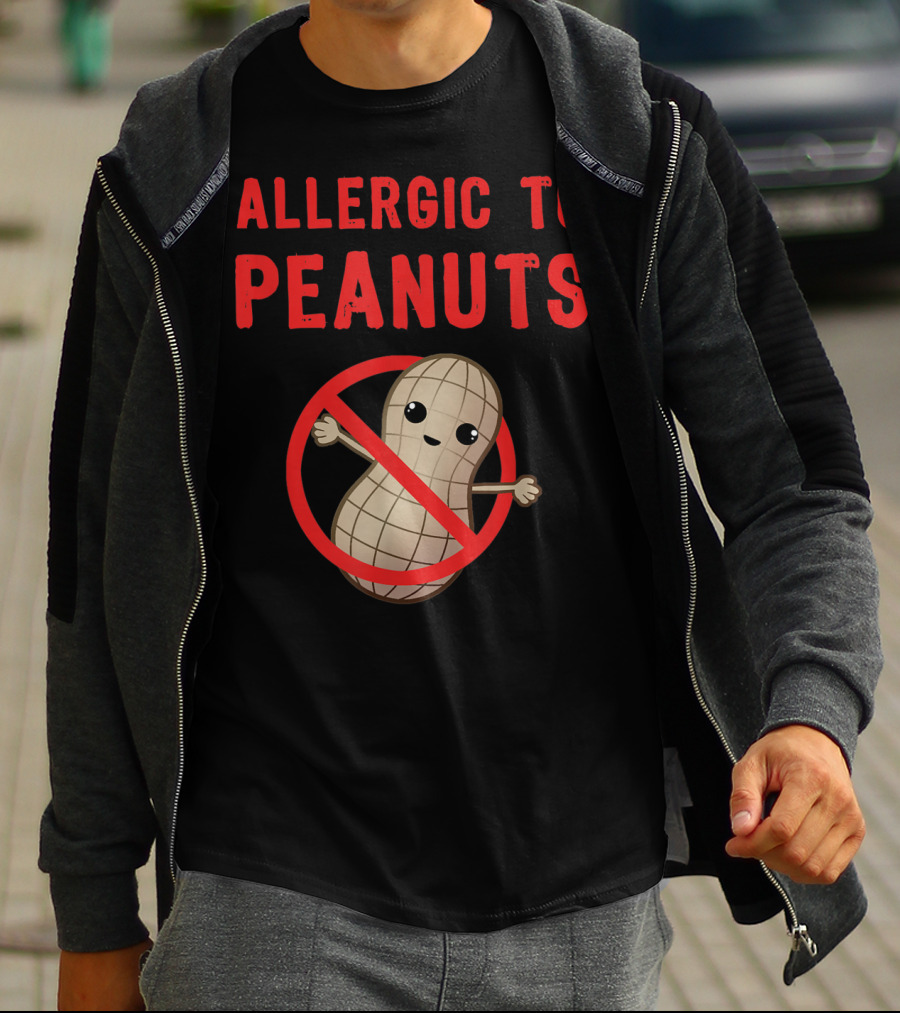 Allergic To Peanuts Cute Cartoon Peanut With No T-Shirt