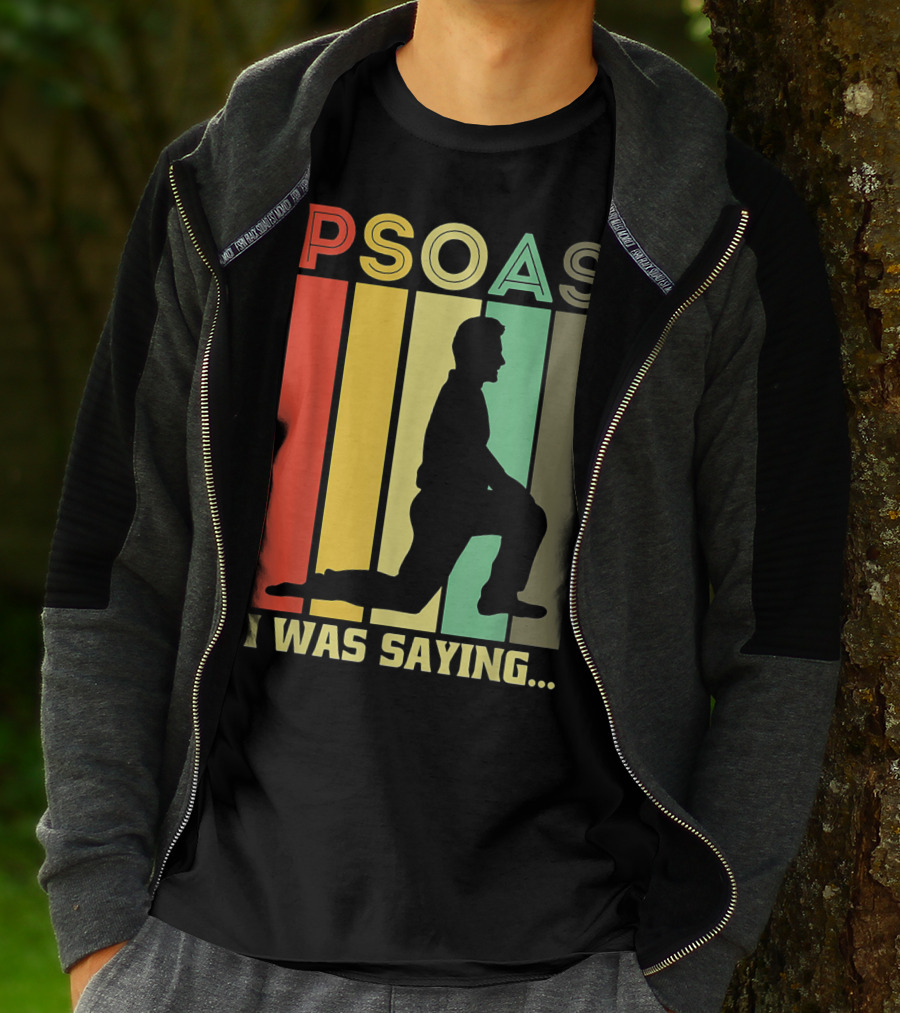 Psoas I Was Saying Retro Silhouette On Color Stripes T-Shirt