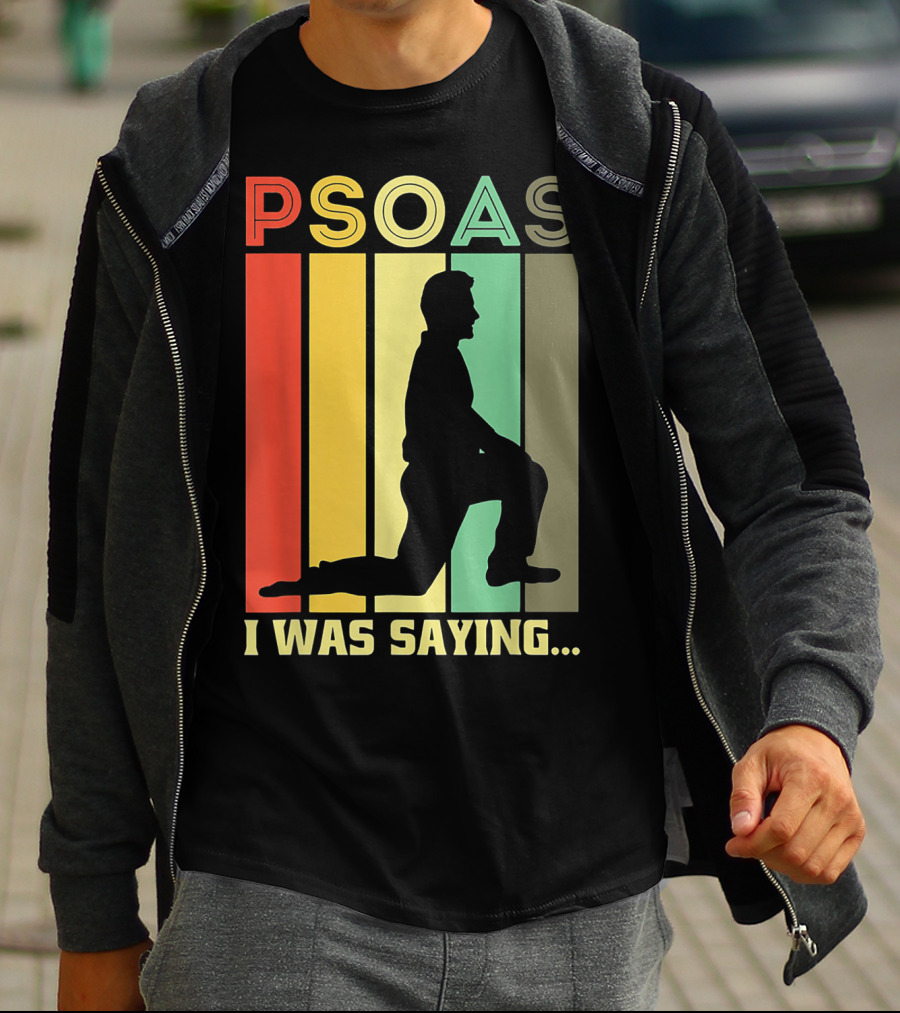 Psoas I Was Saying Retro Silhouette On Color Stripes T-Shirt