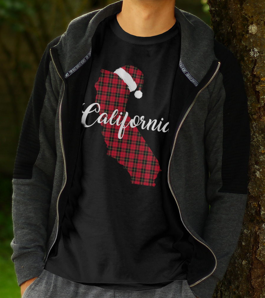 California Red Buffalo Plaid Santa Hat Royal Stewart T-Shirt