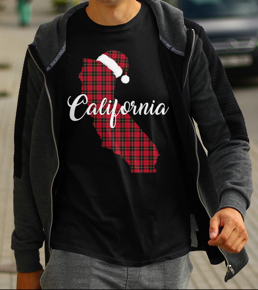 California Red Buffalo Plaid Santa Hat Royal Stewart T-Shirt