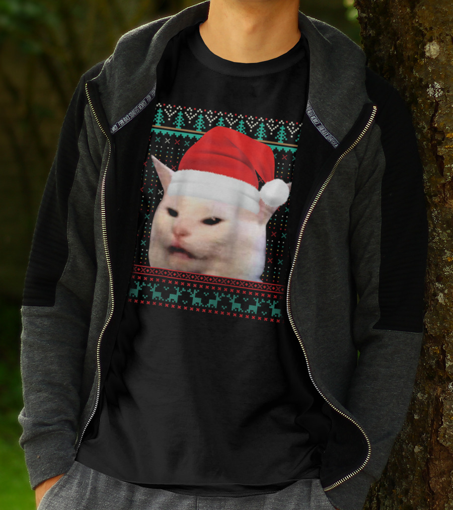 Santa Cat Ugly Christmas Merry T-Shirt