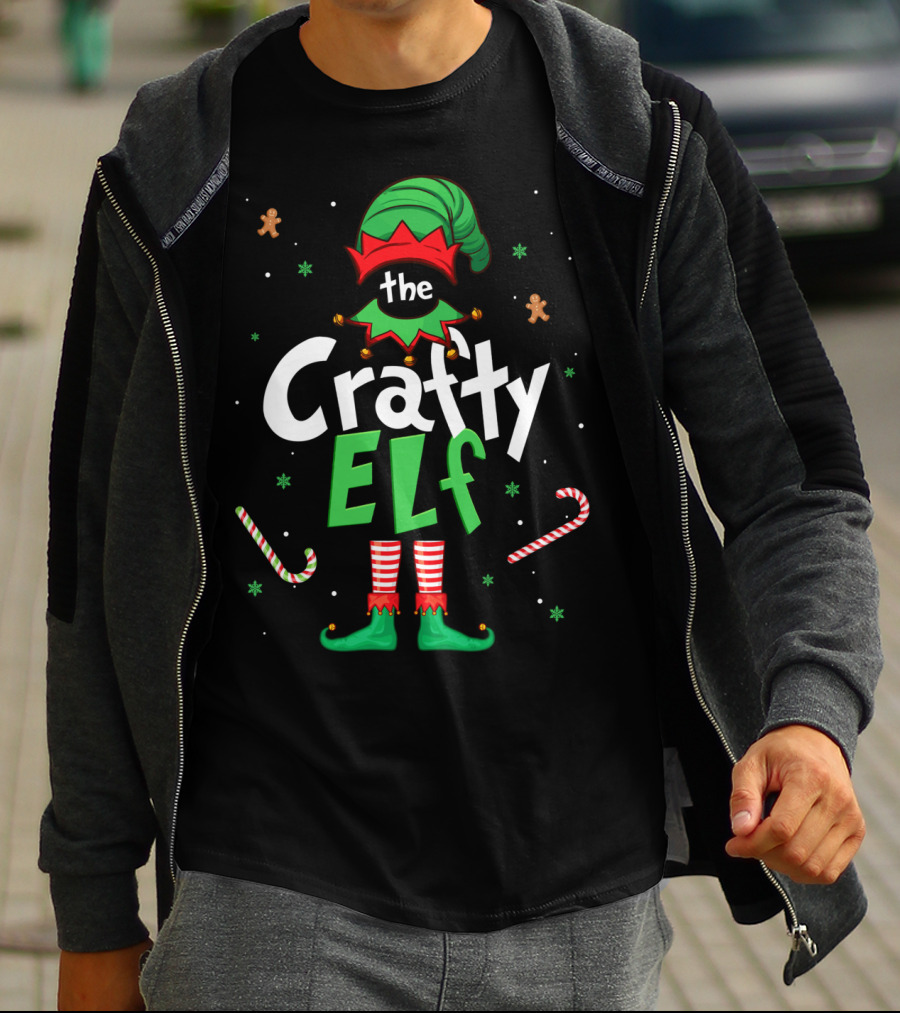 The Crafty Elf Christmas Xmas Family Candy Cane Gingerbread T-Shirt