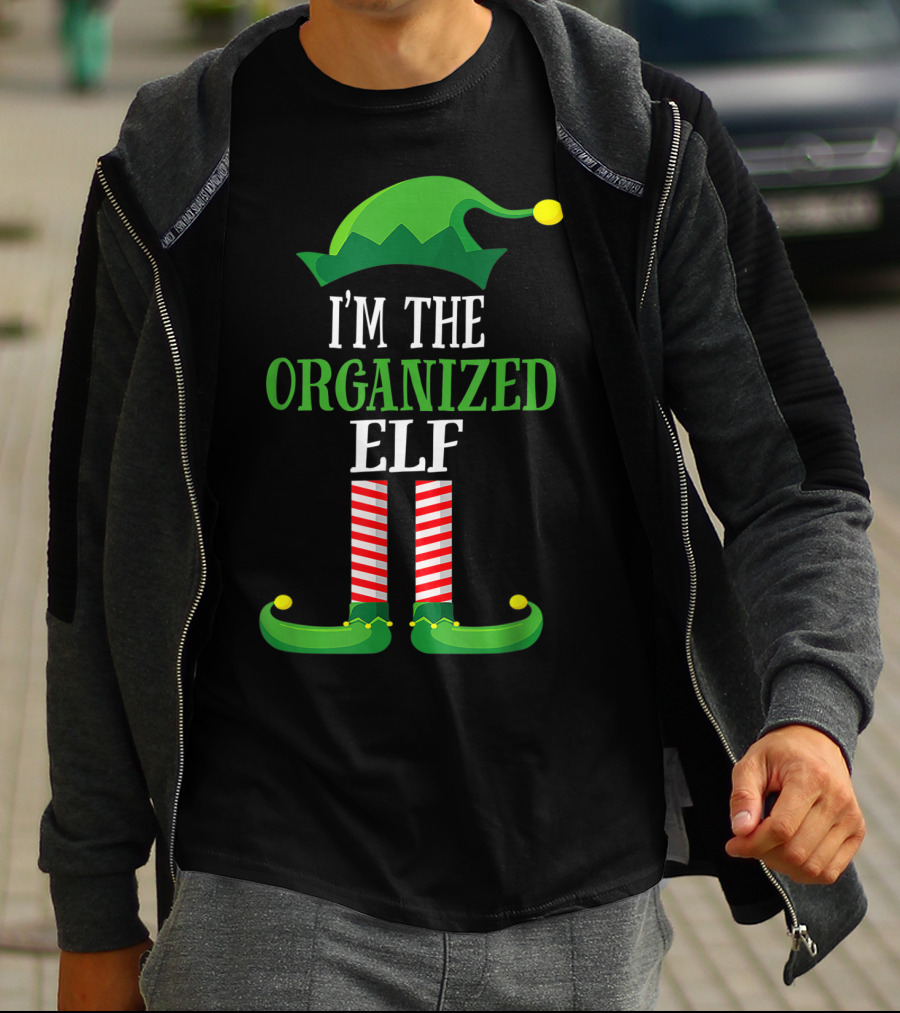 I'm The Organized Elf Festive Hat And Striped Socks Family Group T-Shirt