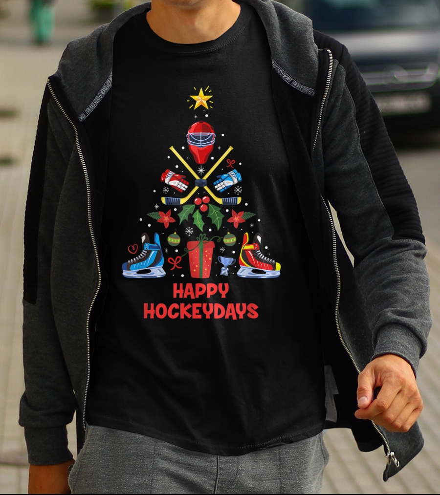 Happy Hockeydays Ice Hockey Ornament Christmas Tree T-Shirt