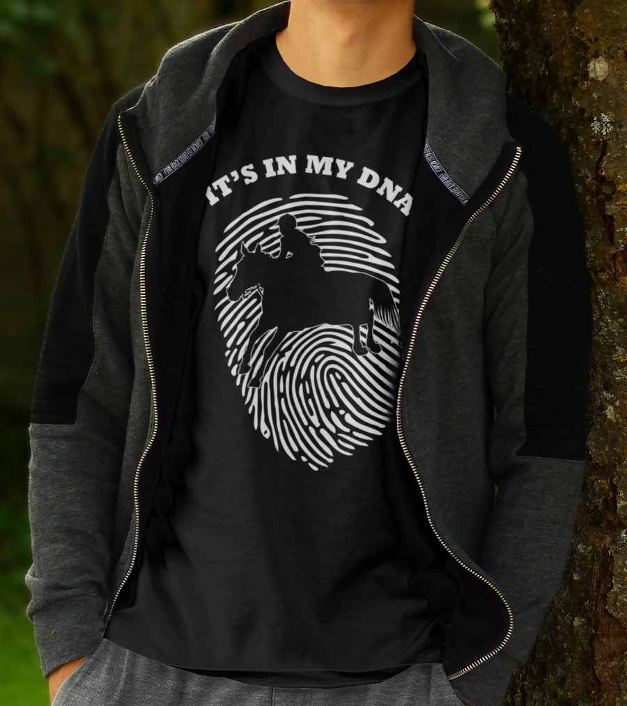 It's In My DNA Equestrian Horse Racer Fingerprint T-Shirt
