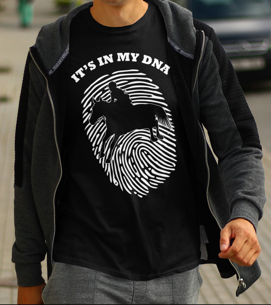 It's In My DNA Equestrian Horse Racer Fingerprint T-Shirt