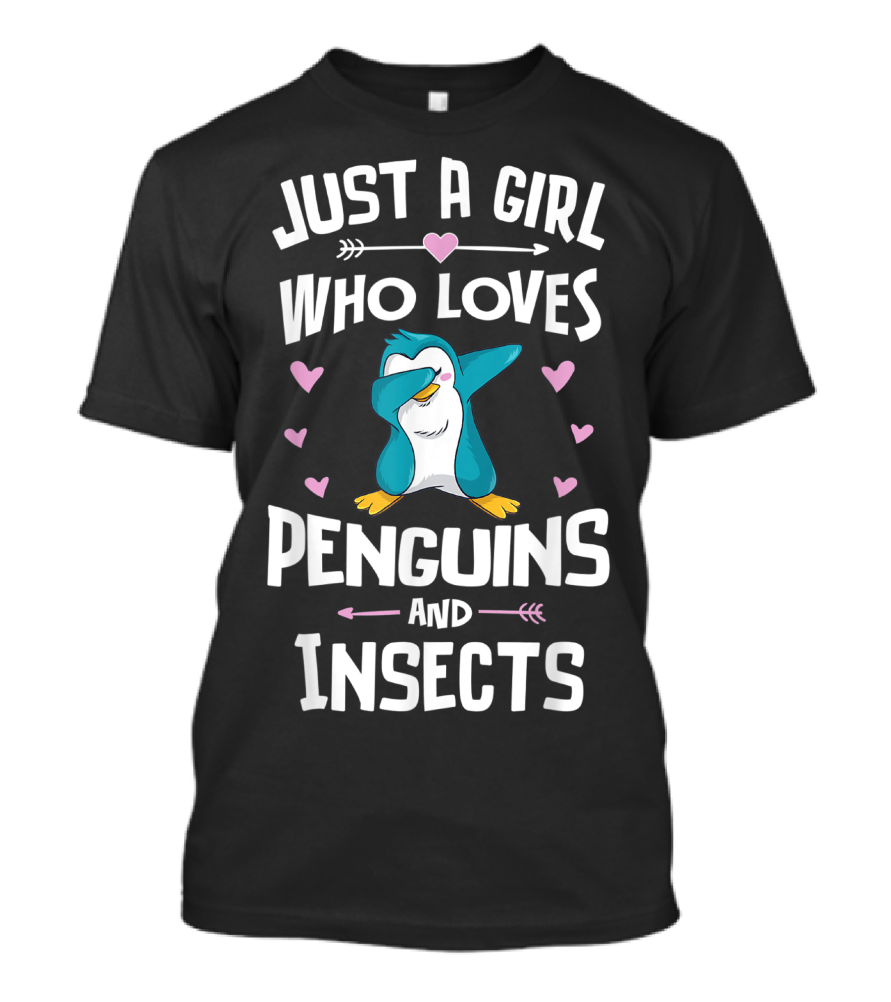 Just A Girl Who Loves Penguins And Insects Dabbing Penguin Hearts T-Shirt