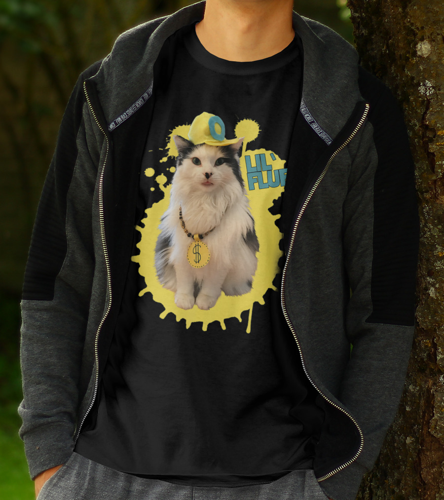 Lil' Fluff Cool Cat With Dollar Sign Necklace And Cap T-Shirt