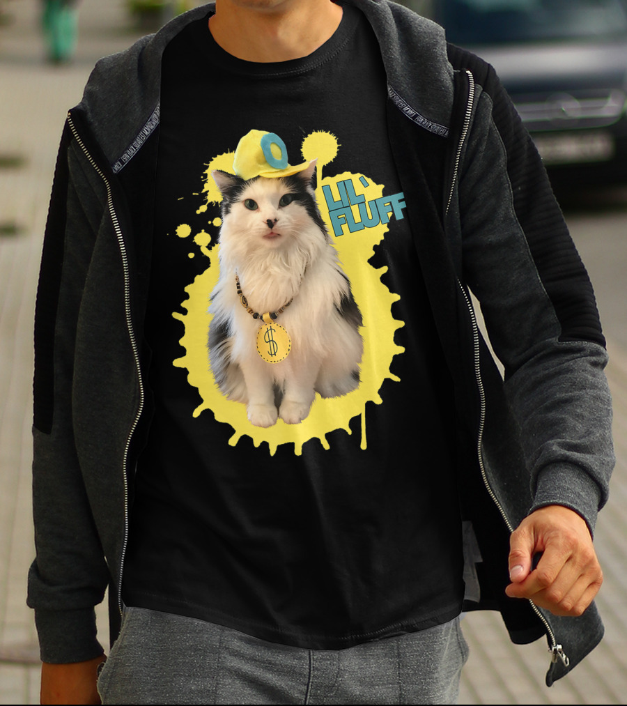 Lil' Fluff Cool Cat With Dollar Sign Necklace And Cap T-Shirt