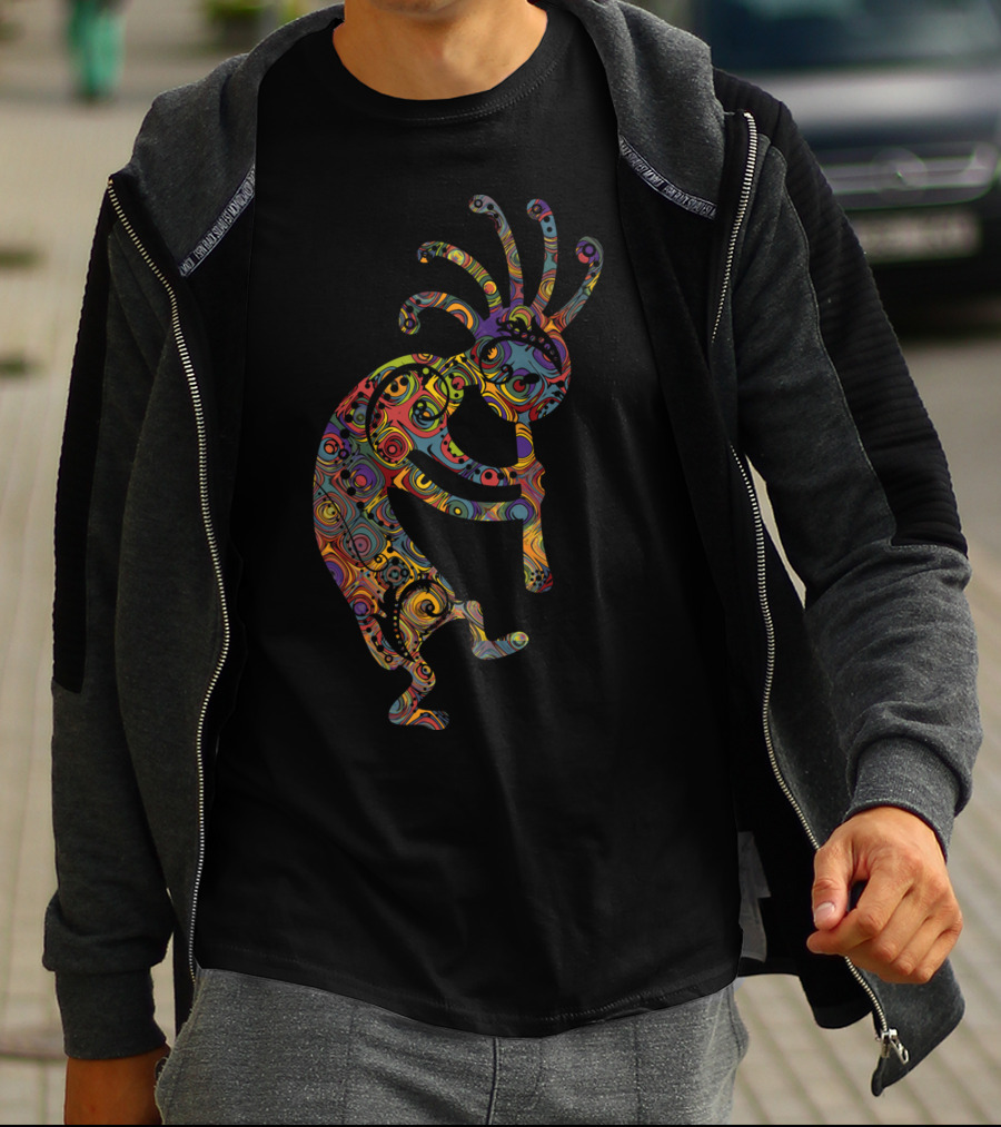 Native American Kokopelli Vibrant Spiral Ornaments T-Shirt