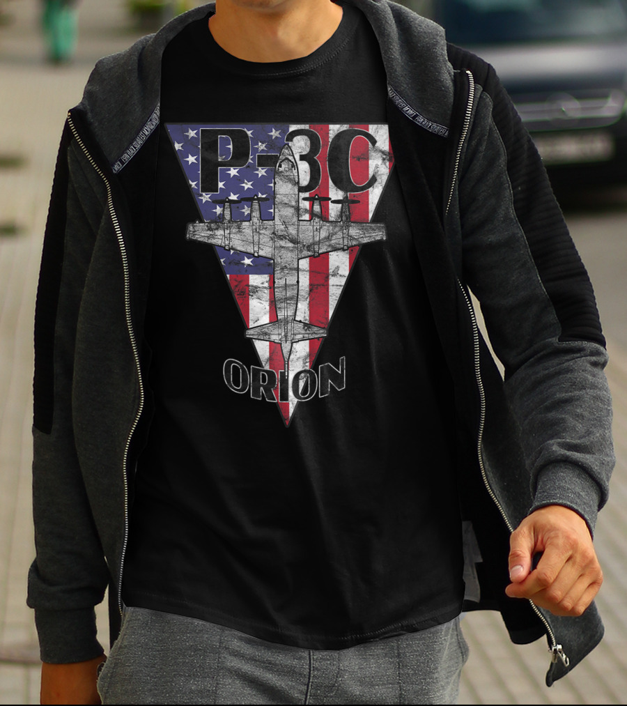 P-3C Orion American Flag Military Airplane T-Shirt