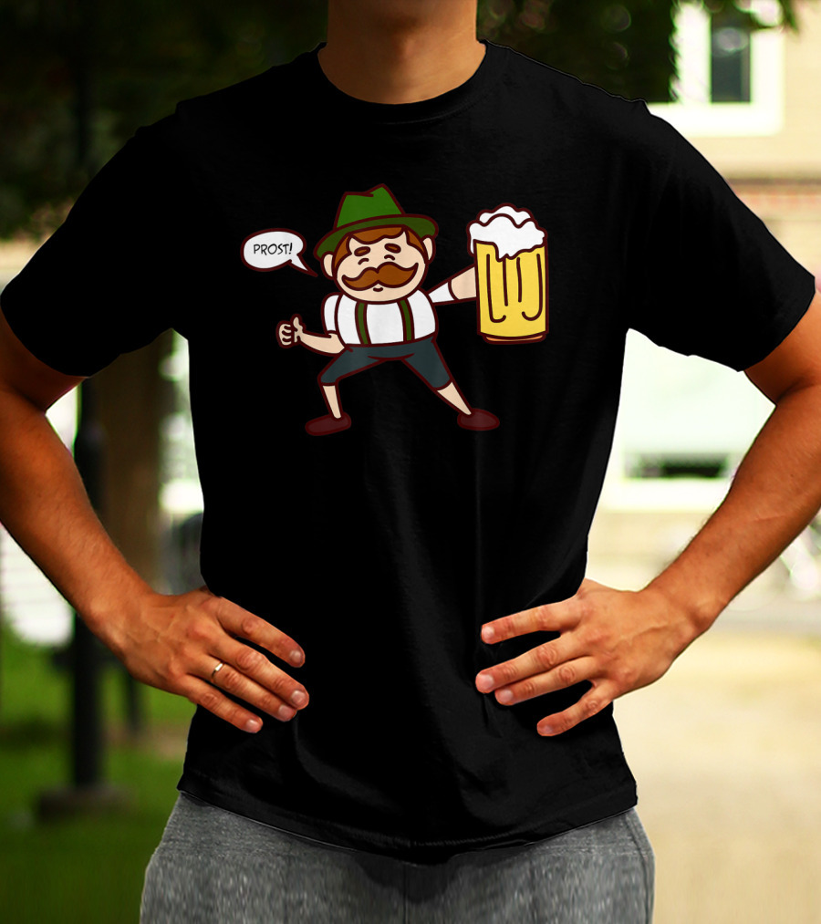 Prost Cute Lederhosen Guy With Beer October T-Shirt