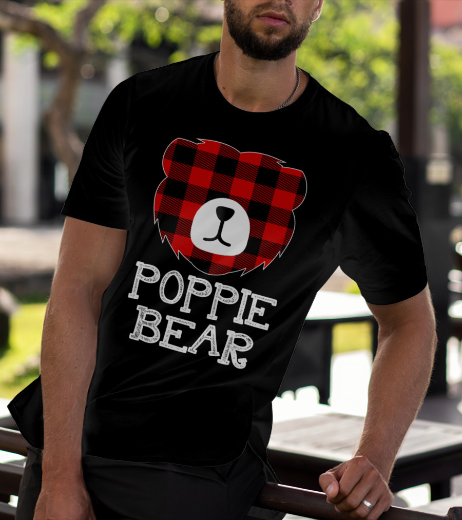Red Plaid Poppie Bear Buffalo Check T-Shirt