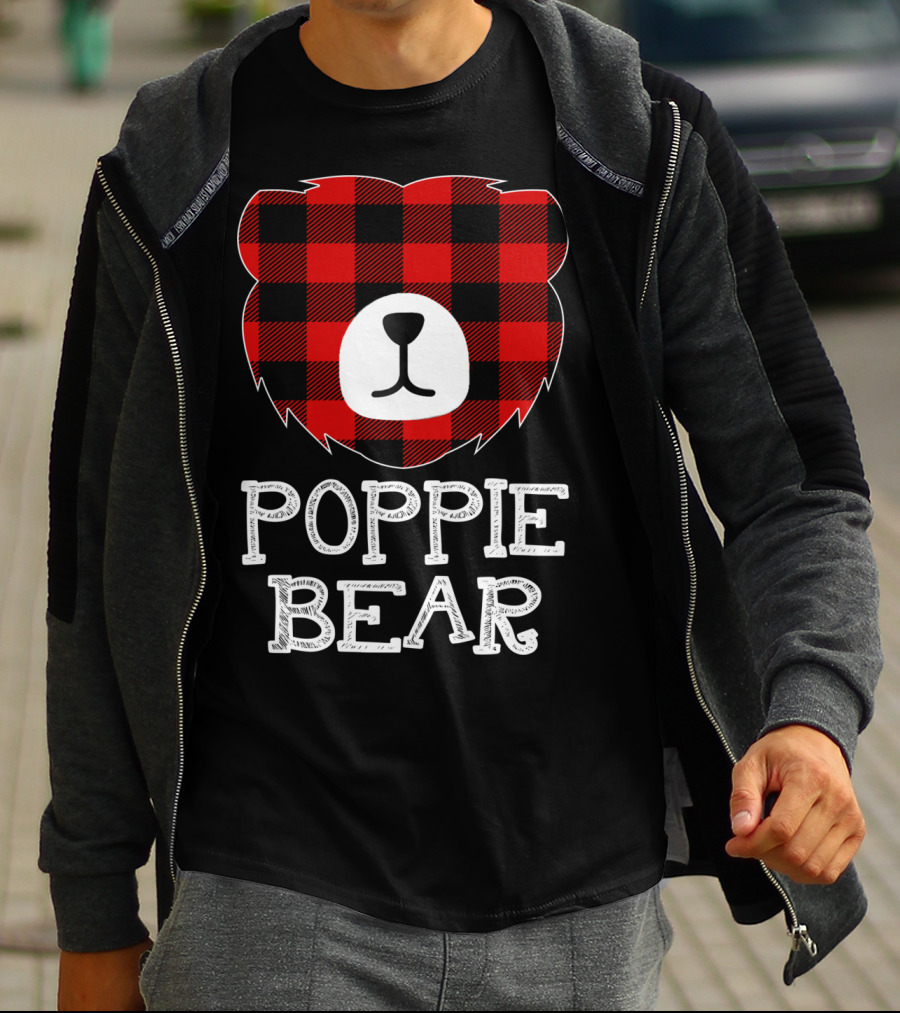 Red Plaid Poppie Bear Buffalo Check T-Shirt
