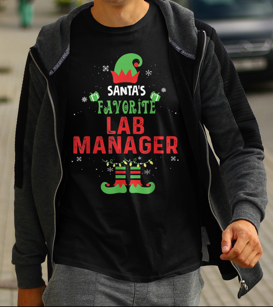 Santa's Favorite Lab Manager Christmas Elf Hat And Boots T-Shirt