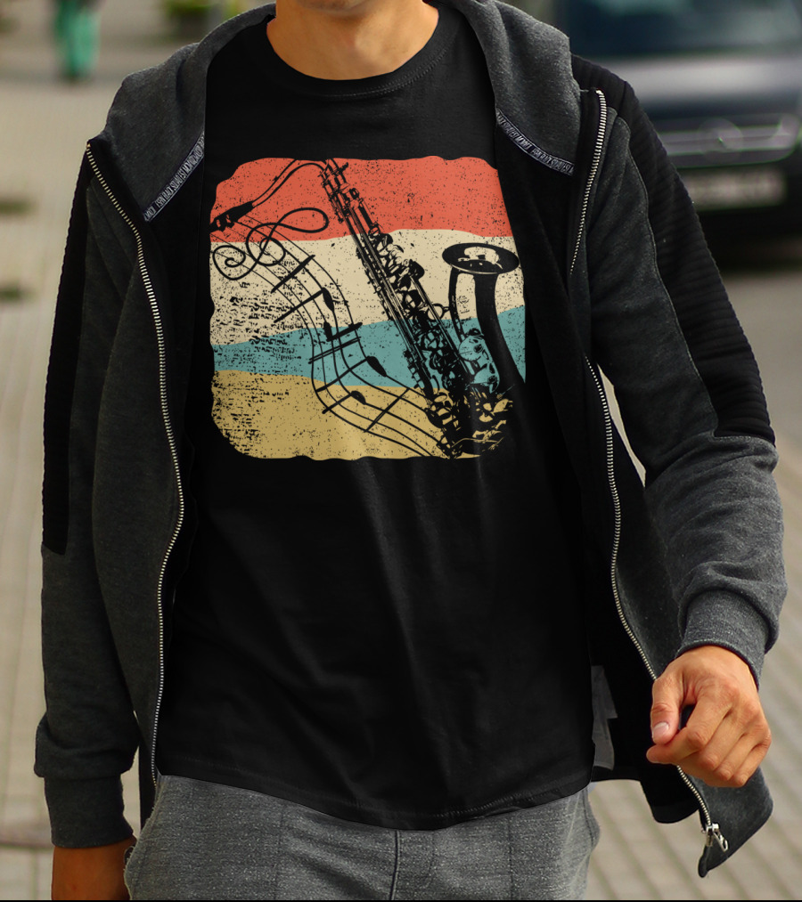 Saxophone Player Jazz Music 70s T-Shirt