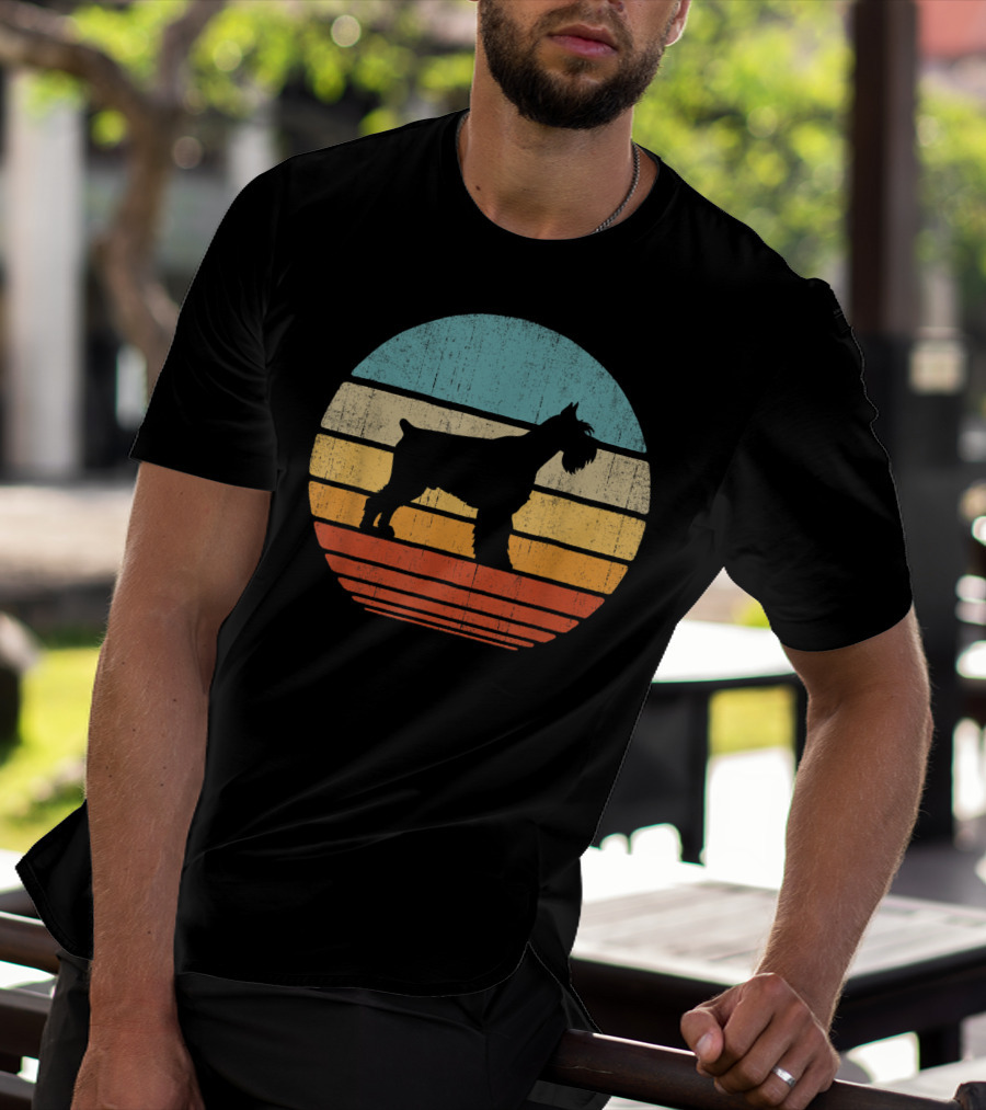Schnauzer Retro 60S 70S Sunset Stripes T-Shirt