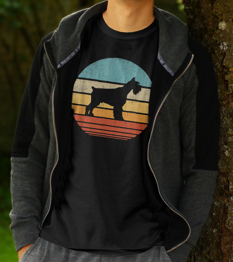 Schnauzer Retro 60S 70S Sunset Stripes T-Shirt