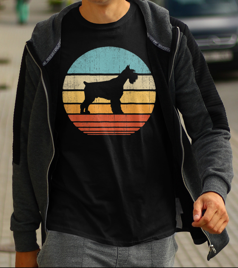 Schnauzer Retro 60S 70S Sunset Stripes T-Shirt