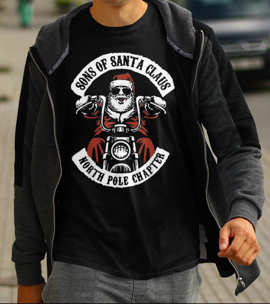 Sons Of Santa Claus North Pole Chapter Motorcycle Club Santa Biker T-Shirt