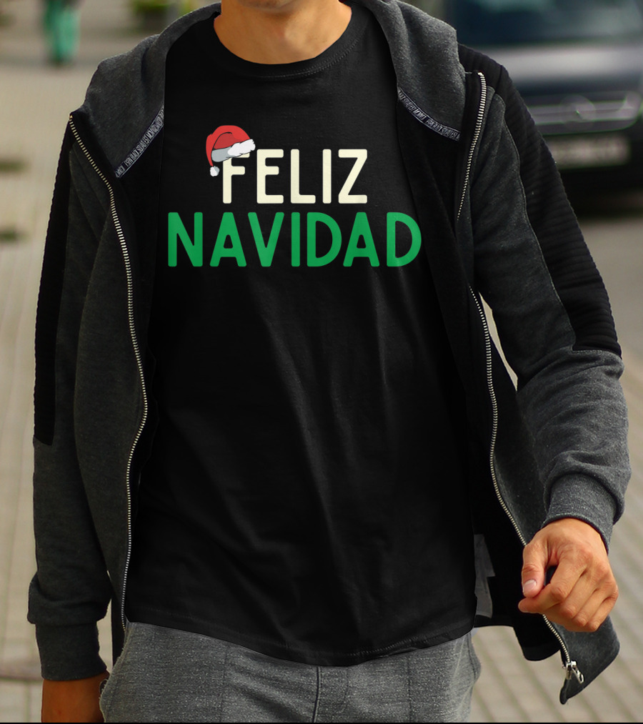 Feliz Navidad Santa Hat Spanish Christmas Fun T-Shirt