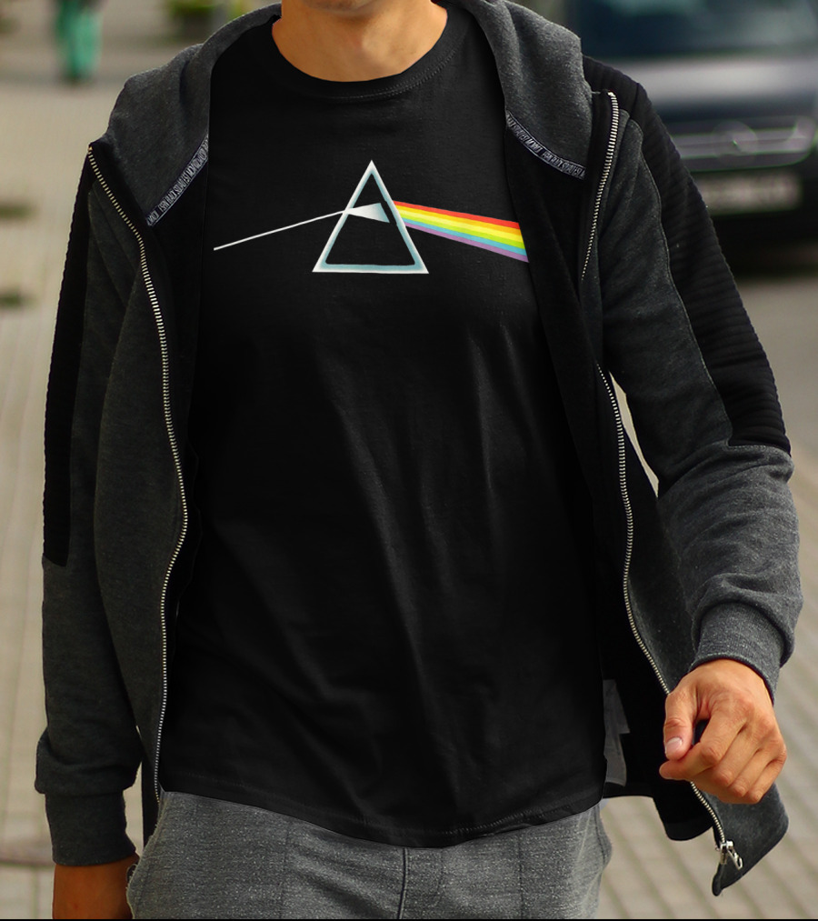 The Wall Prism Refraction Pink Floyd Dark Side Of The Moon Rainbow T-Shirt