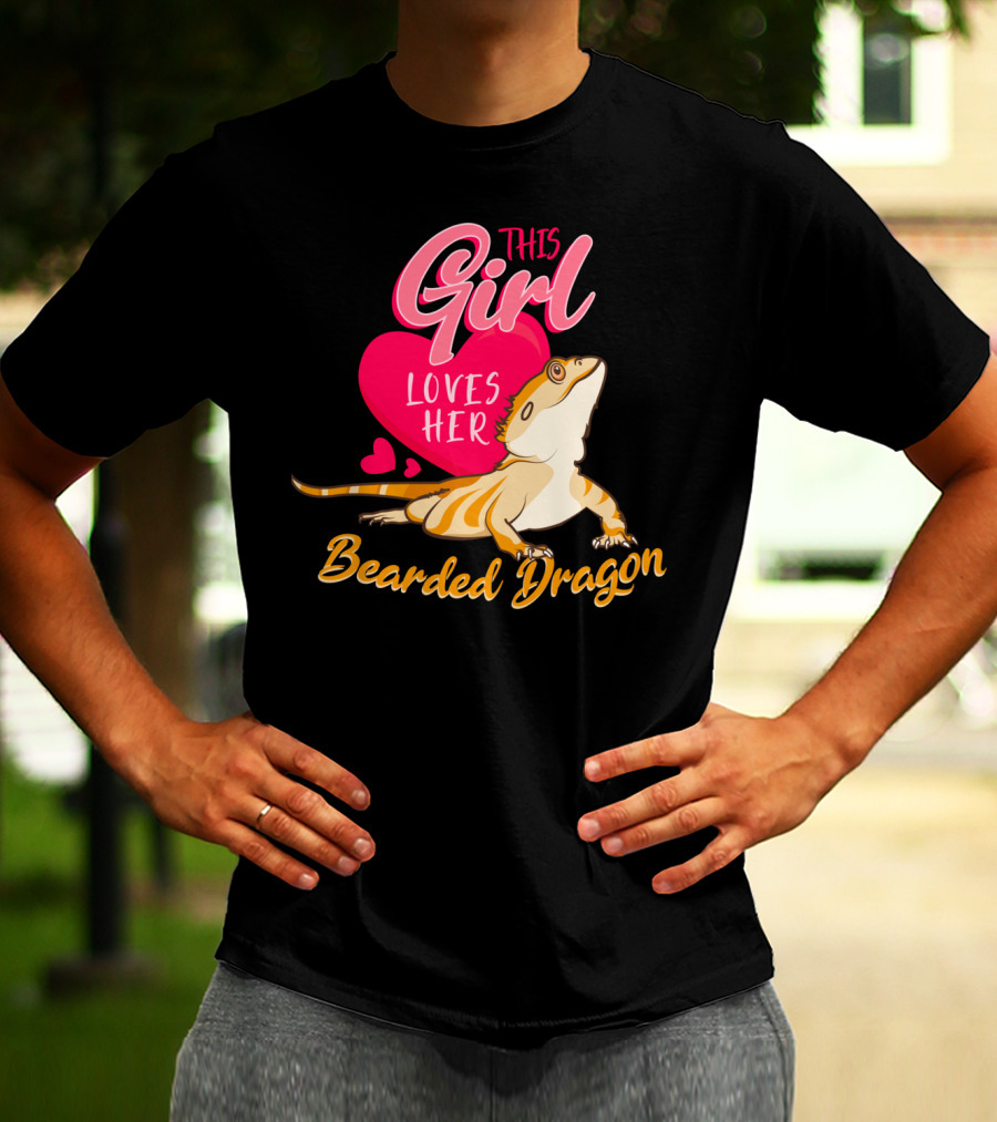 This Girl Loves Her Bearded Dragon With Heart And Cute Lizard T-Shirt