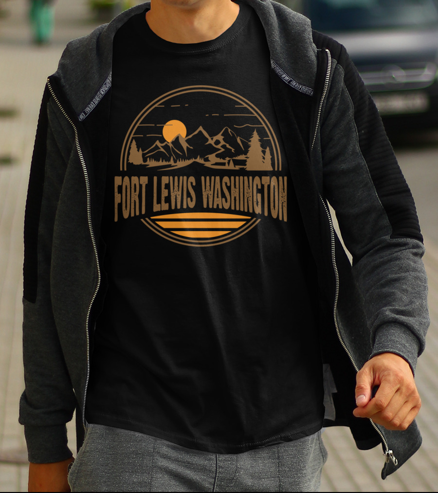 Fort Lewis Washington Vintage Mountain Sunset Scene T-Shirt