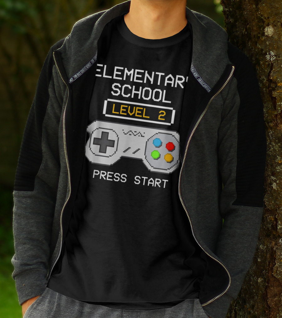 Elementary School Level 2 Press Start Gamer Back To School Game T-Shirt