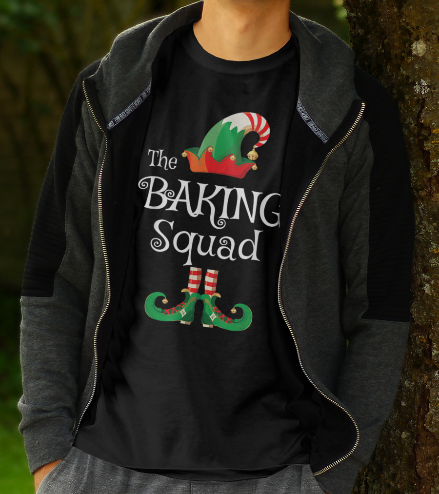 The Baking Squad Funny Elf Hat And Shoes Family Holiday T-Shirt
