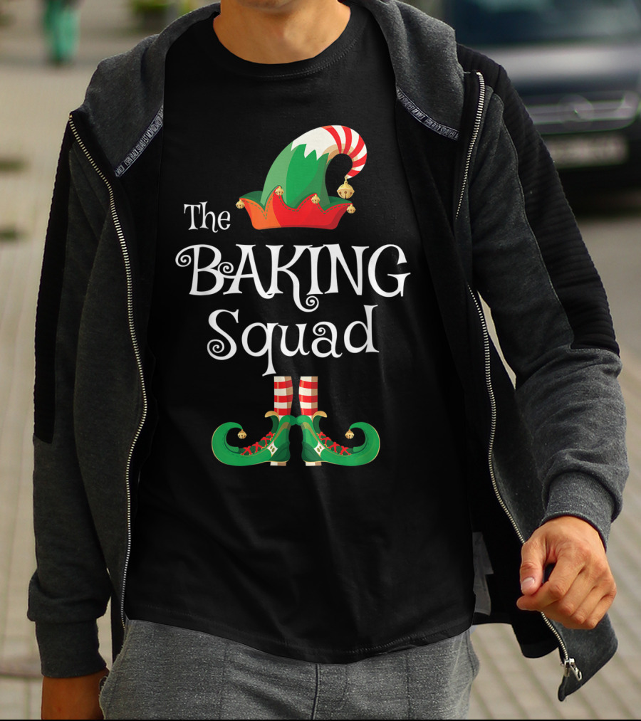 The Baking Squad Funny Elf Hat And Shoes Family Holiday T-Shirt