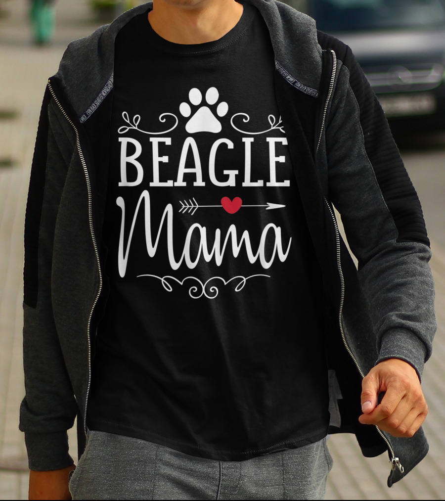 Beagle Mama Paw Print Heart Arrow T-Shirt