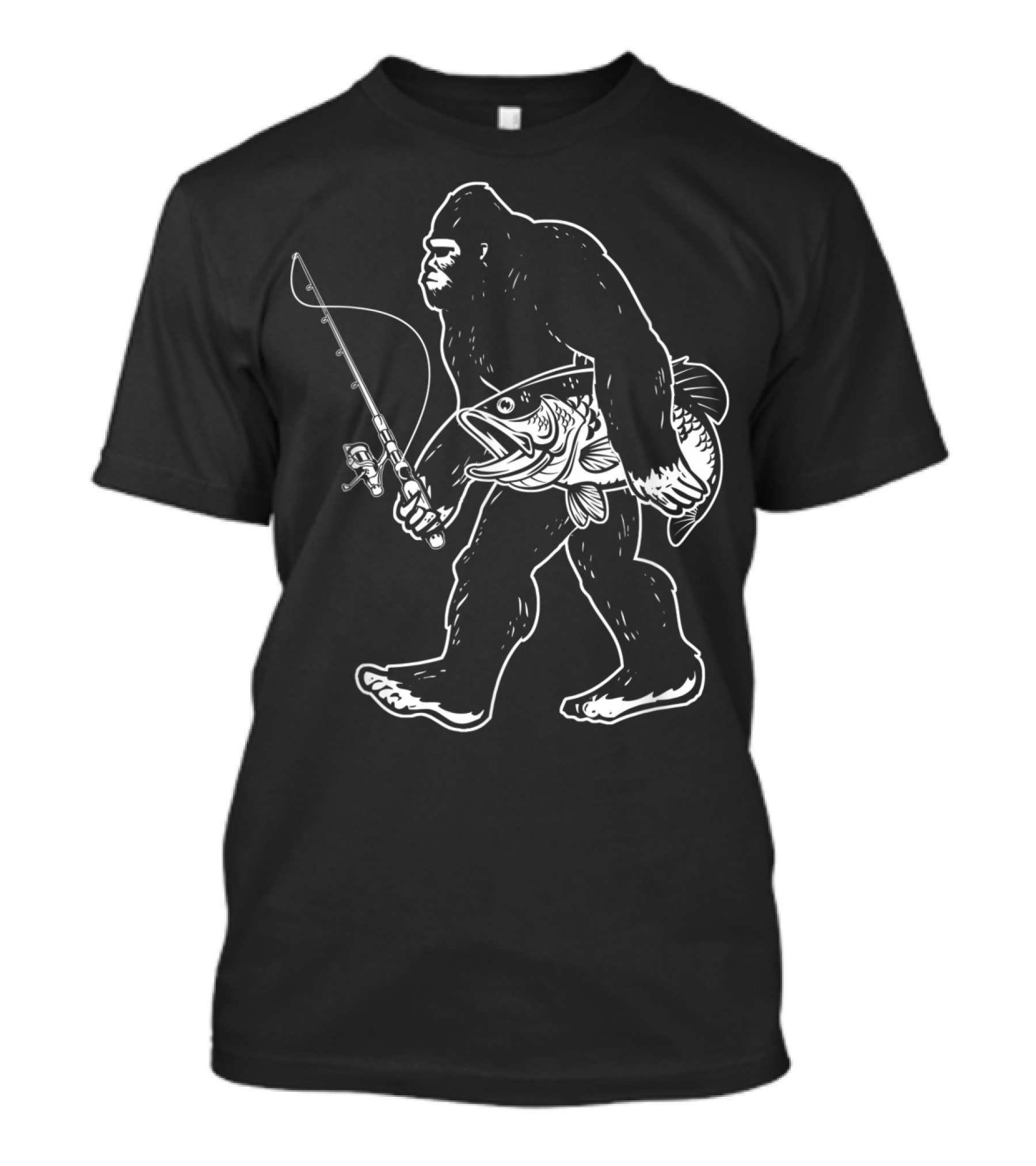 Bigfoot Bass Fishing Sasquatch Gear T-Shirt