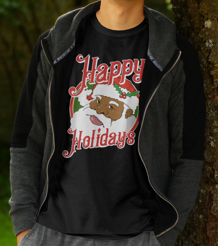 Happy Holidays African American Santa Claus T-Shirt