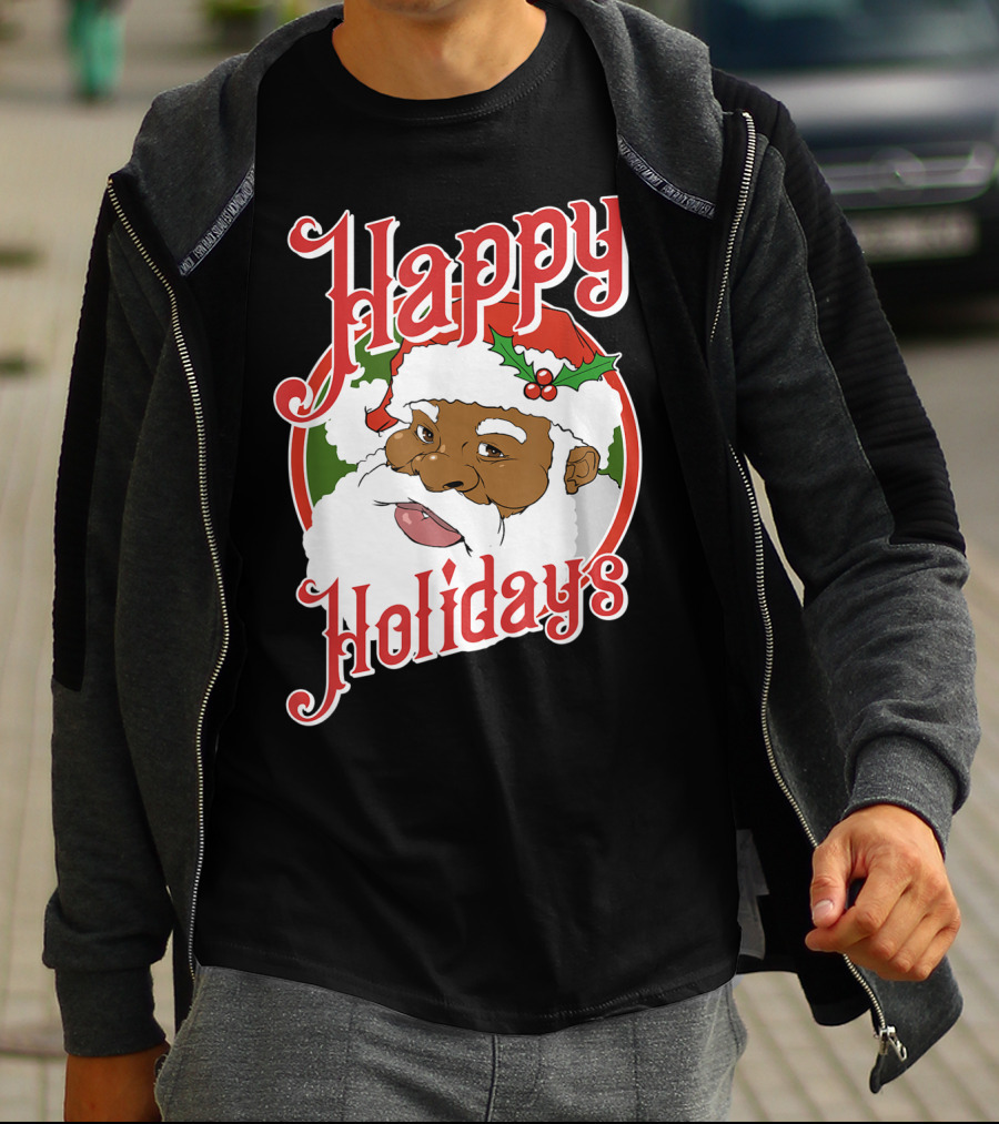 Happy Holidays African American Santa Claus T-Shirt