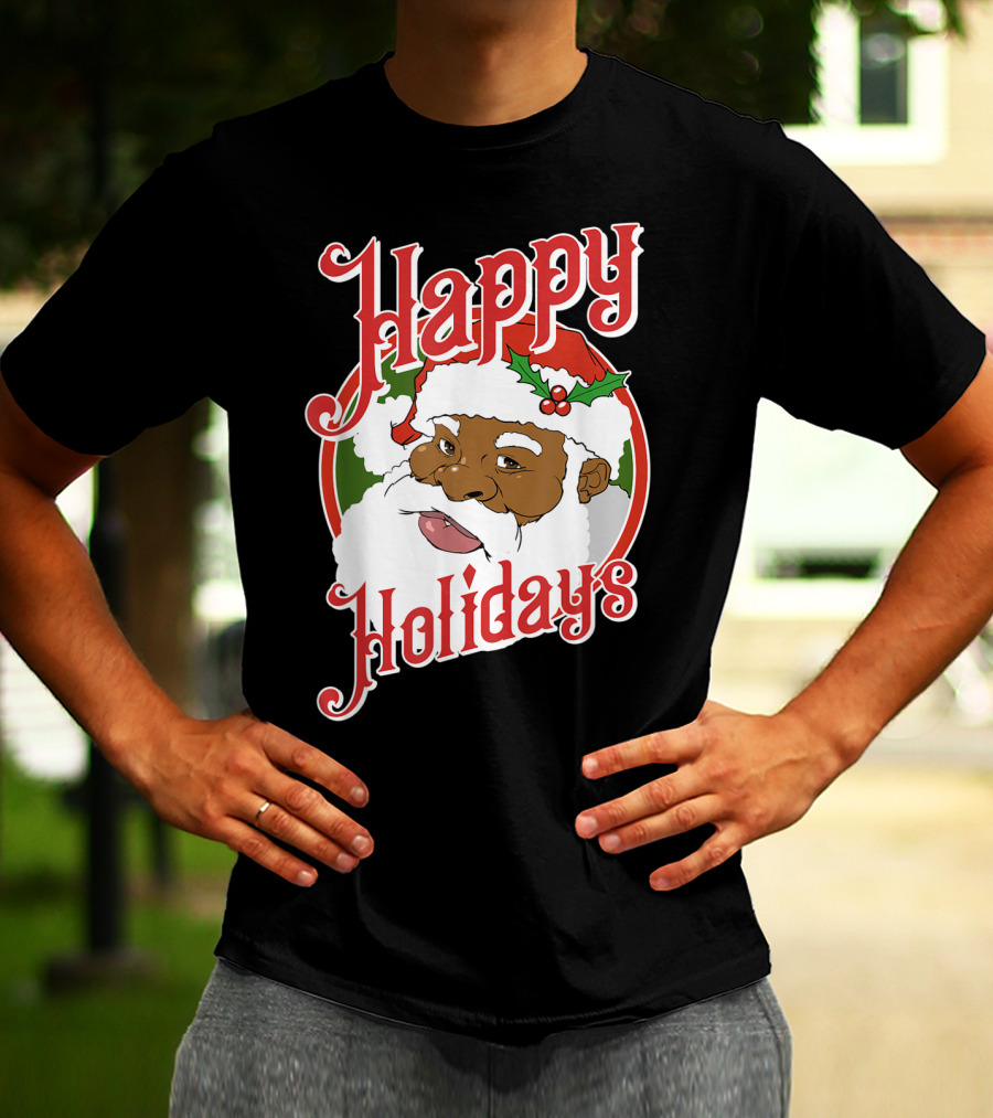 Happy Holidays African American Santa Claus T-Shirt