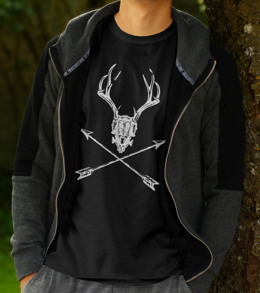 Bow Hunting Vintage Deer Skull With Crossed Arrows T-Shirt