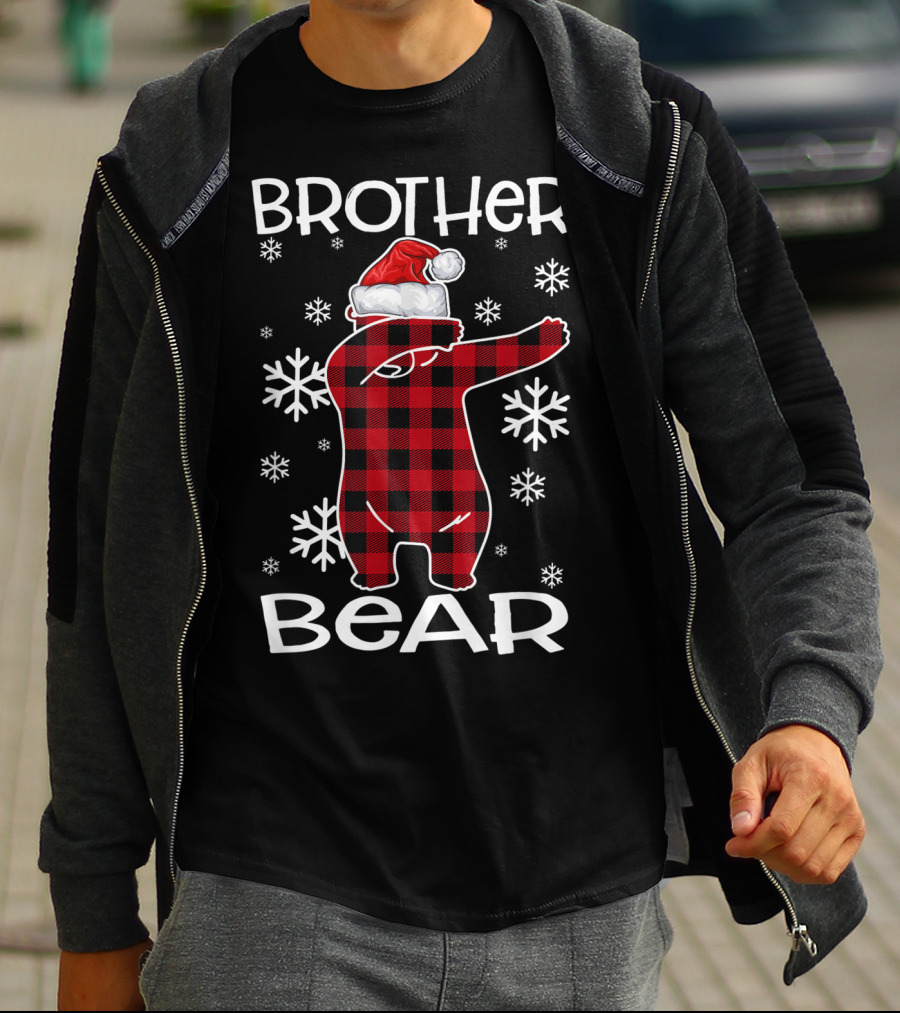 Brother Bear Dabbing In Santa Hat With Snowflakes T-Shirt