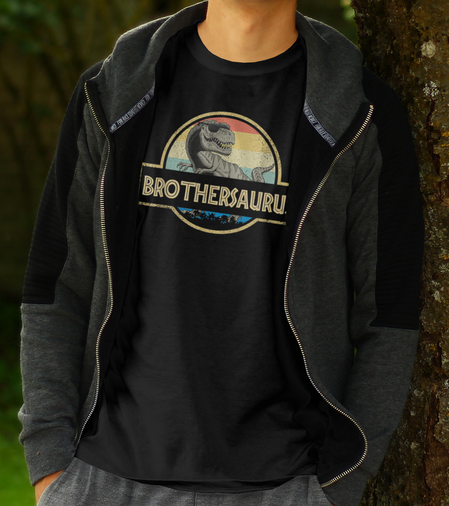 Brothersaurus Retro T-Rex Dinosaur T-Shirt