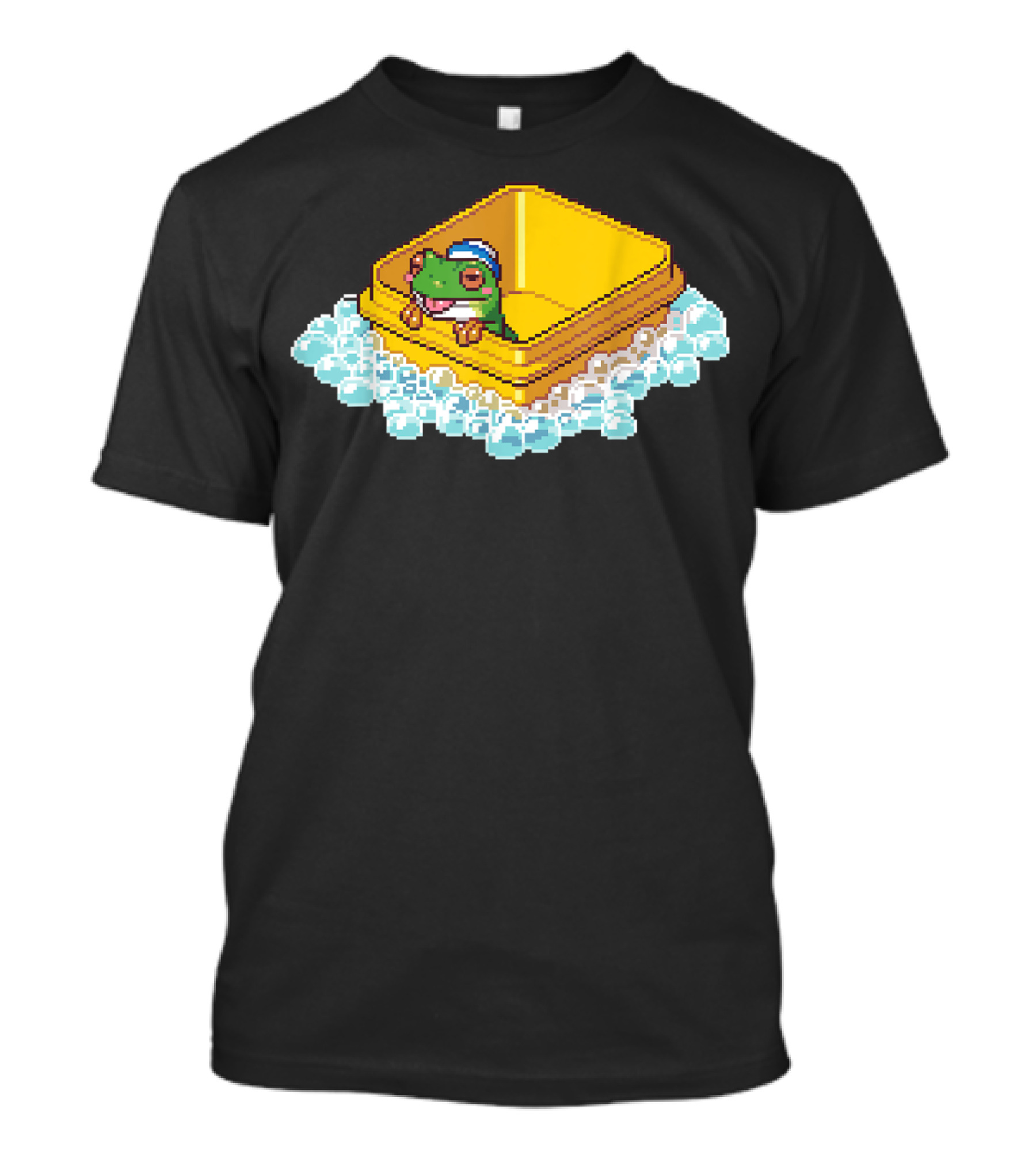 Frog Bath Bubbles Retro Pixel T-Shirt