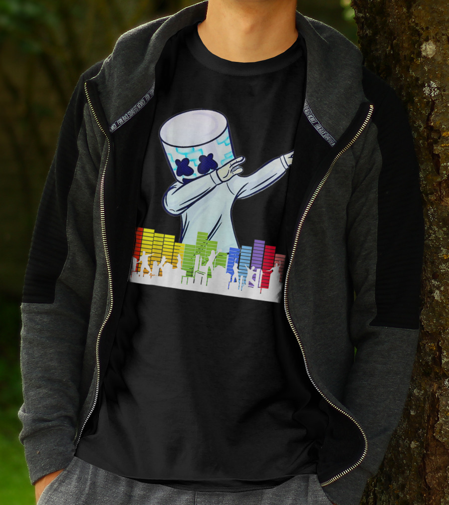 Buy All I Want For Christmas Is Marshmallow With Dancing DJ And Colorful Sound Bars T-Shirt