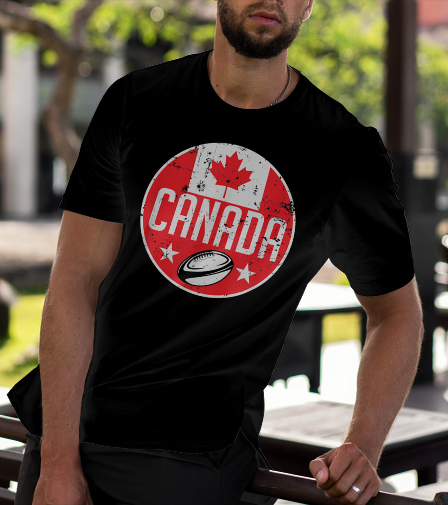 Canada Rugby Flag Supporter Jersey Canadian Maple Leaf Emblem T-Shirt