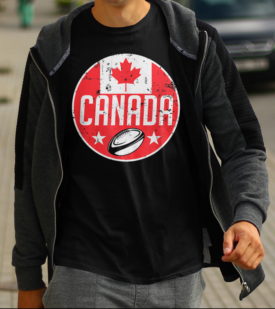 Canada Rugby Flag Supporter Jersey Canadian Maple Leaf Emblem T-Shirt