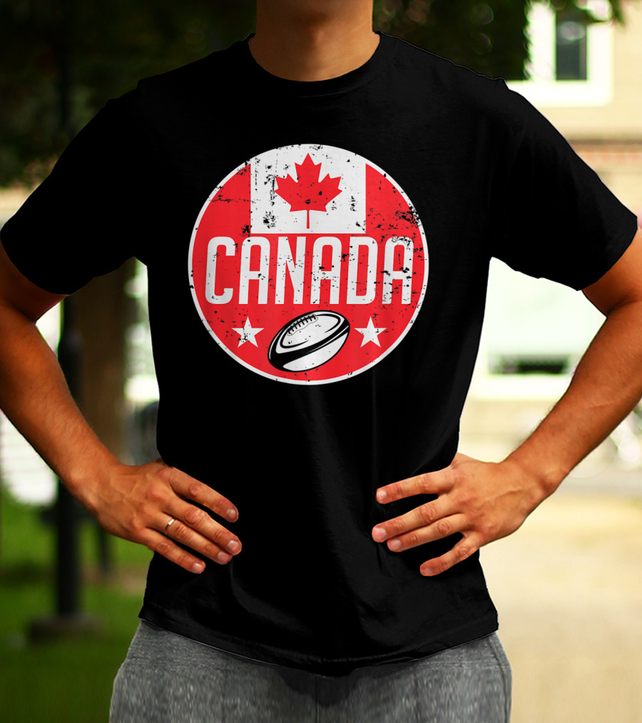Canada Rugby Flag Supporter Jersey Canadian Maple Leaf Emblem T-Shirt