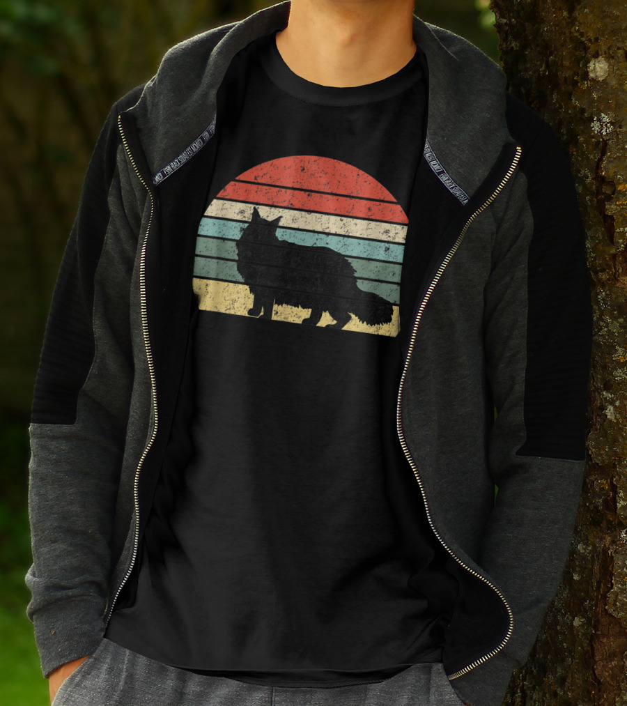 Retro Sunset Silhouette Maine Coon Cat Lover T-Shirt