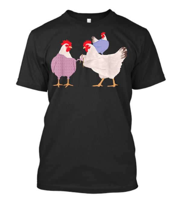 Chicken Knitting Sweaters Trio Whimsical Knitwear Comedy T-Shirt